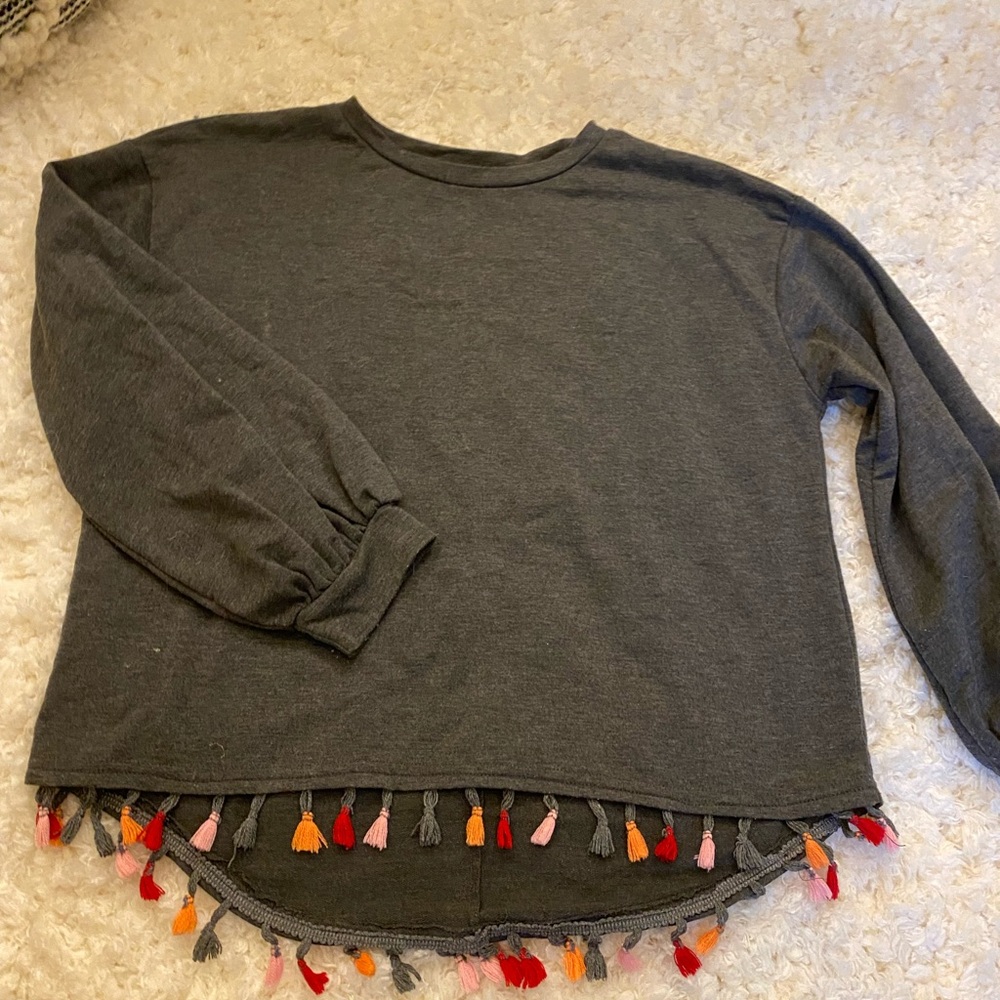 tassel crewneck cropped sweater